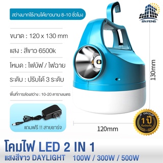 ไฟ LED ฉุกเฉิน 2 ระบบ สปอร์ตไลท์ / ไฟบัฟ แสงขาว Daylight 100W / 300W / 500W