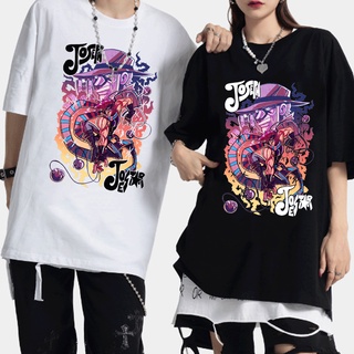 เสื้อยืดสีขาวเสื้อยืดคอกลมเสื้อยืดแขนสั้น พิมพ์ลายการ์ตูนอนิเมะ Jojo Bizarre Adventure แฟชั่นฤดูร้อน สไตล์ญี่ปุ่น สําหรั