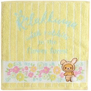 ผ้าขนหนู Rilakkuma Little Cute Rabbits in the Flower Garden สีเหลือง ขนาด 25 x 25 ซม.