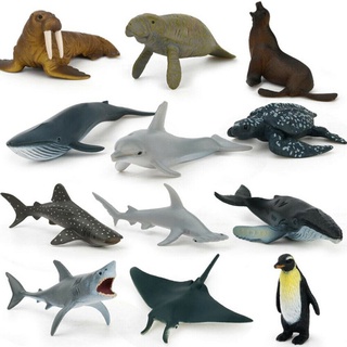 12pcs HOT Simulation Sea Life Animals Model Whale Dolphin Shark Action Figures Collecting Educational toys for children Gift