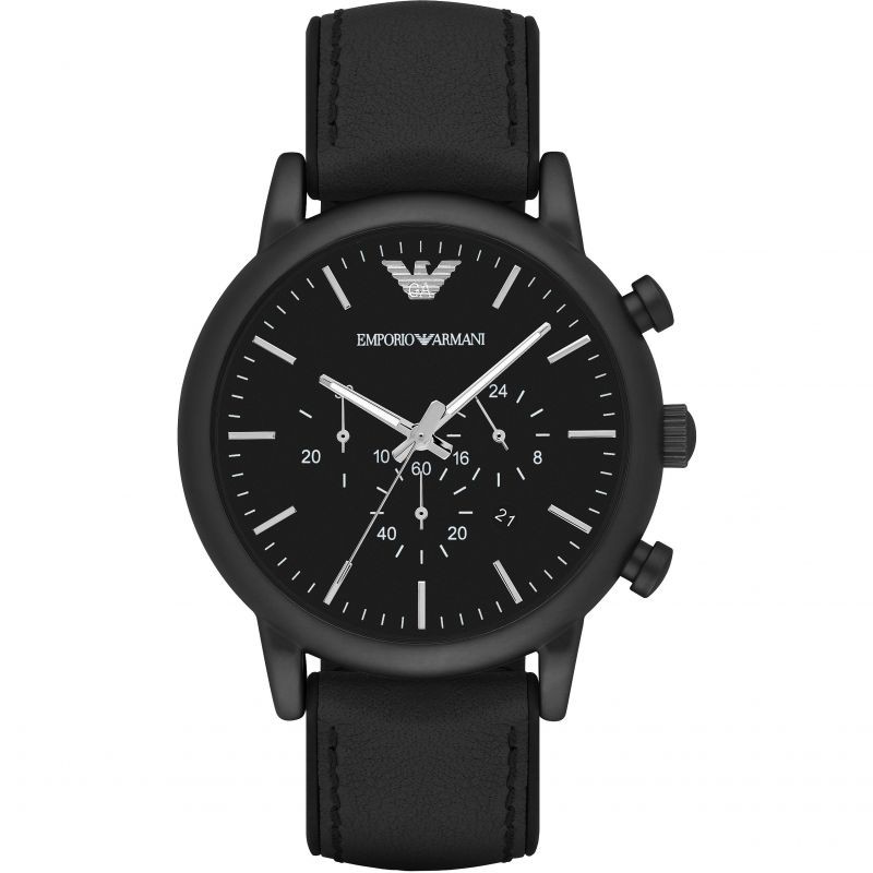 Emporio armani Luigi chronograph watch  AR1970 สีดำสายหนัง 46 mm