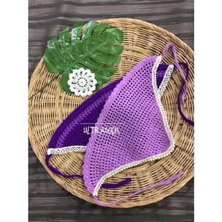 34(พร้อมส่ง) ผ้าโพกหัวไหมพรมโคเชต์ถักมือปราณีตทุกชิ้นhandmadeแนววินเทจ🧶🌈