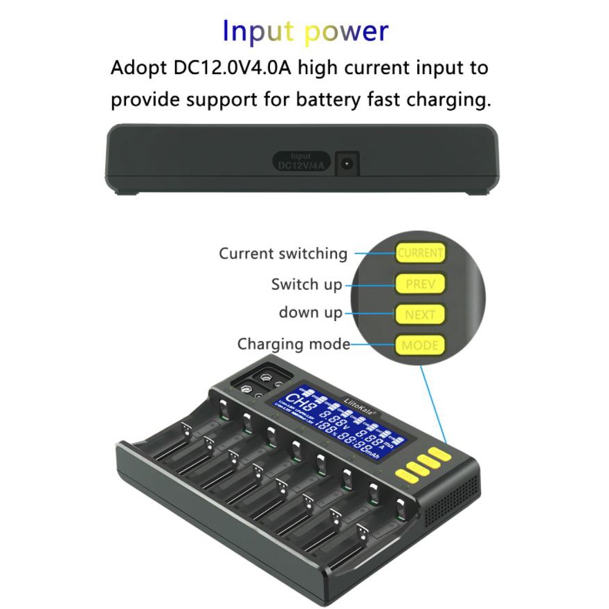 LiitoKala Lii-S8 เครื่องชาร์จแบตเตอรี่ Li-Ion 3.7V NiMH 1.2V Li-FePO4