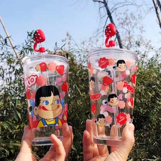 แก้ว FujiyaStraw Glass Scale Cup แก้วสีสันลวดลายน่ารัก🥛🍓