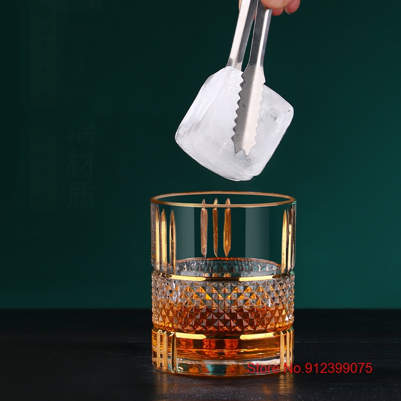 Ancient Rome Top Luxury Golden Whisky Crystal Glass Retro Round Heavy Bottom Wine Cup Home KTV Spiri