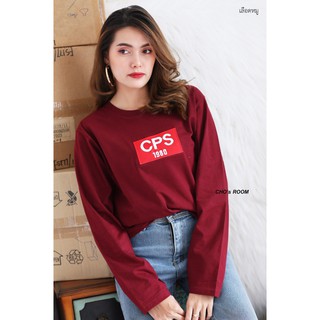 👩🏻‍🤝‍🧑🏼👩🏻‍🤝‍🧑🏼เสื้อยืดแขนยาว CPS 1980🕊 เงานปัก ✂️ งานป้าย🔖cotton 💯%(SMLชายหญิง)  แขนยาว CPS 1980