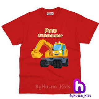 เสื้อยืด พิมพ์ลายรถขุด POCO THE TAYO THE LITTLE BUS สําหรับเด็ก