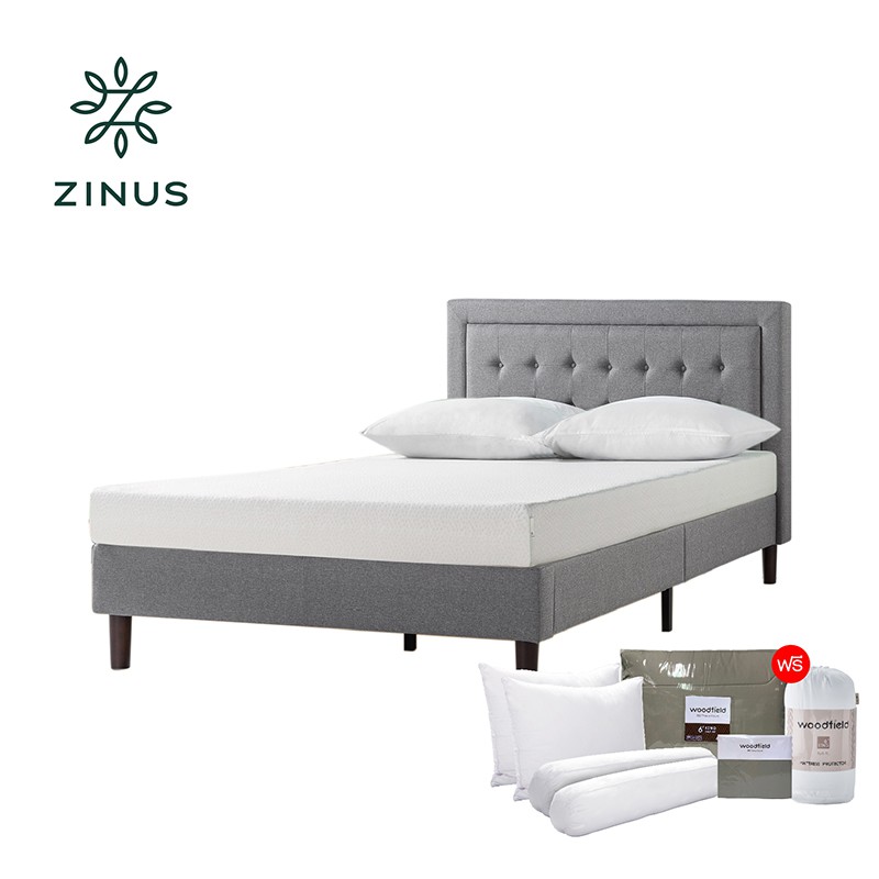 Zinus ที่นอน รุ่น Elise Green tea Memory Foam + ฐานเตียง รุ่น Dachelle พร้อมของแถม ส่งฟรี