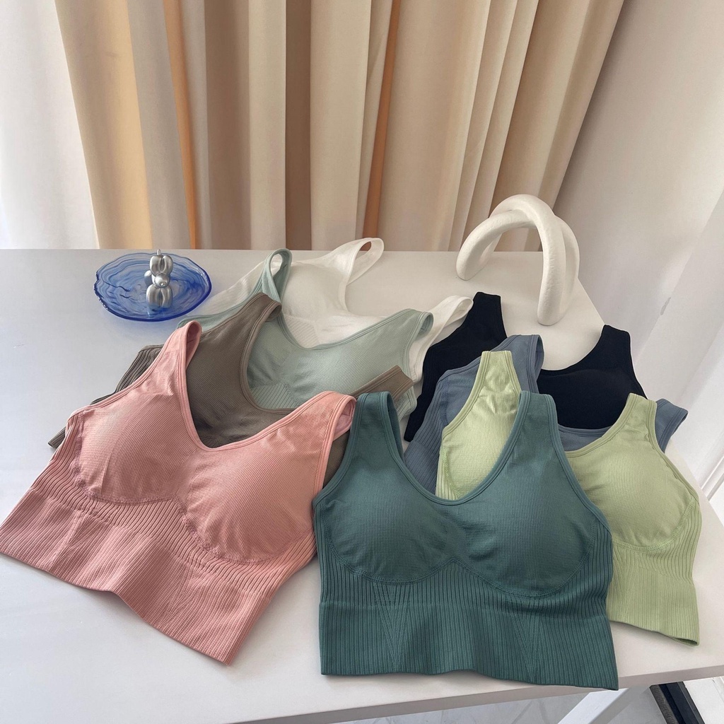 SB-9055 💥พร้อมส่ง💥 เสื้อกล้าม/สายเดี่ยวทรงครอปแฟชั่น ใส่เที่ยวใส่แทนบราได้ในตัวเดียว