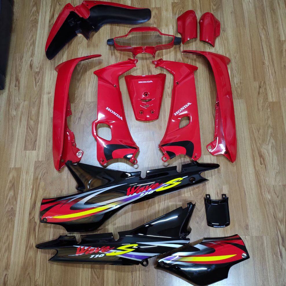ชุดสี wave 110 S รุ่นดิส 13ชิ้น สีแดงดำ ติดลาย110Sปี2001แดง