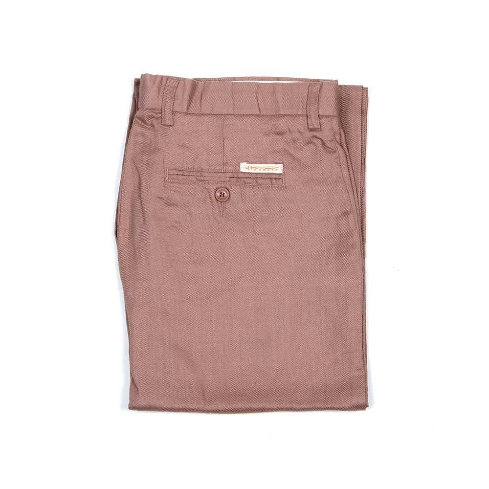 Hazard กางเกงทำงานขายาวไม่มีจีบ ผ้า LINEN(ลินิน) สีกากี