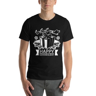 พร้อมส่ง เสื้อยืดแขนสั้น พิมพ์ลาย Happy Holidays หลากสี คุณภาพสูงS-5XL