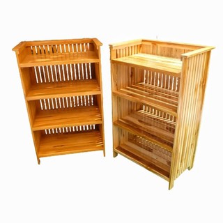 ชั้นวางของ ทำจากไม้สัก 4 ชั้น​ (ทำสี+เคลือบเงา)​