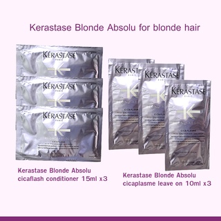 Kerastase Blonde Absolu  cicaflash conditioner 15ml x3 + Kerastase Blonde Absolu  cicaplasme leave on 10ml x3 ครีมนวดพร้