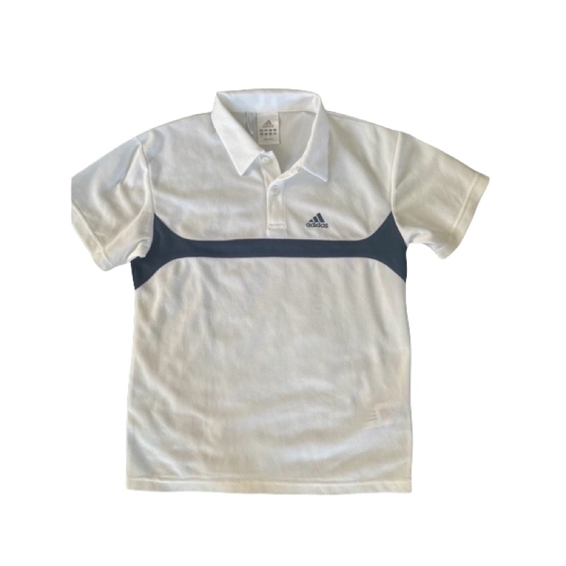 เสื้อยืดโปโลเสื้อกีฬาเด็กผู้ชาย Adidas  clima365 white t shirts size 140 cm มือสองสภาพ99% .