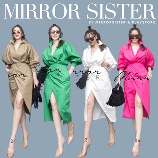 🔖ป้าย Mirrorsister​ 10611.2 เซตเสื้อเชิ้ตคอปกไหล่สโลป ใส่คู่กับกระโปรงทรงสอบป้ายทบ