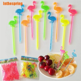 Inthespring ปิ๊กผลไม้ ลายฟลามิงโก้ สีสันสดใส 50 ชิ้น