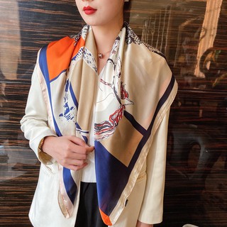 2020 Classic Design Silk Feel Scarf Womens Fashion All-around Imitation Silk Small Scarf 90x90 Cm Square Scarf Neck Scarves