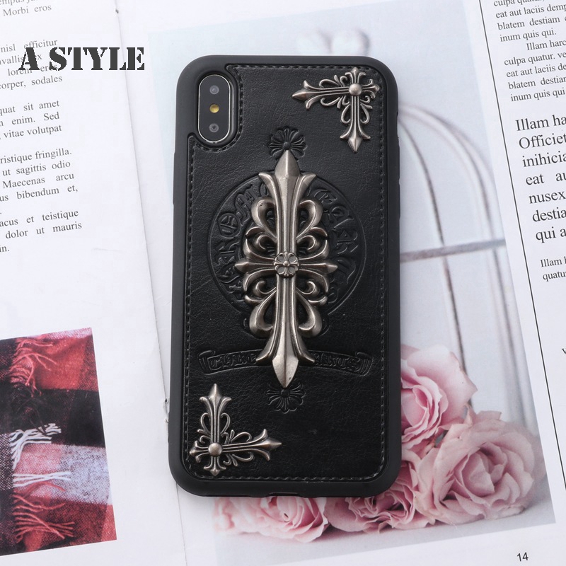 Pop Chrome Hearts iPhone Case For iPhone6p/6splus/7/8/7P/8P/xr/x/xs/xs MAX PU Leather Protective Cover