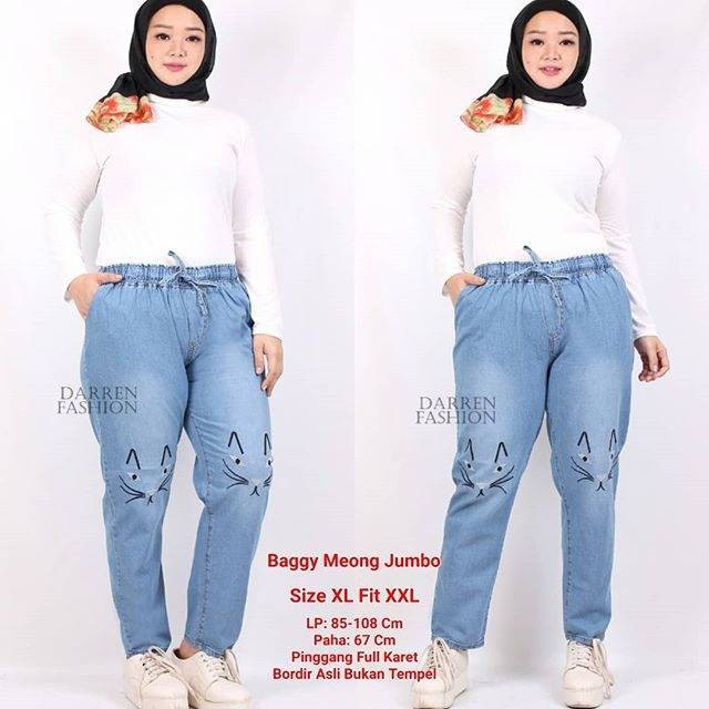 Baggy Pants Meong Jumbo Jeans Denim | แฟนเหมียวจัมโบ้ | กางเกงเหมียวไซส์ใหญ่