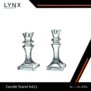 JJGLASS - (LYNX) Candle Stand 6411 - เชิงเทียนแก้ว เชิงเทียนคริสตัล ฐานสี่เหลี่ยม มีให้เลือก 2 ขนาด ความสูง 15.5 ซม. และ 19.7 ซม.