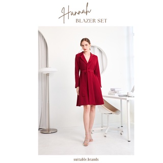 Hannah Blazer Dress - เดรสทรงสูทไขว้หน้า+เชือกคาดเอว (แดง)