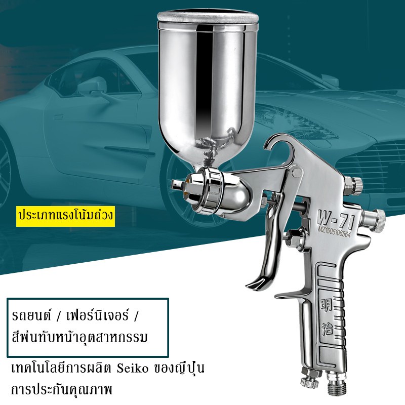 ◙❈【รับประกัน10ปี】กาพ่นสี แบบหงาย รุ่น F75 and ระบบดูดสีก้นถ้วย (สีเงิน) Spray Gun