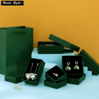 High Quality Green Paper Jewelry Box with Sponge Dark Green Gift Box Jewelries Storage Case