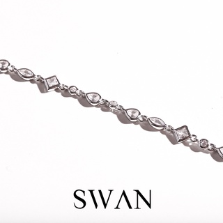 SWAN - Multi Shape Bracelet สร้อยข้อมือเงินแท้ ฝังเพชร cubic zirconia คิวบิกเซอร์โคเนีย