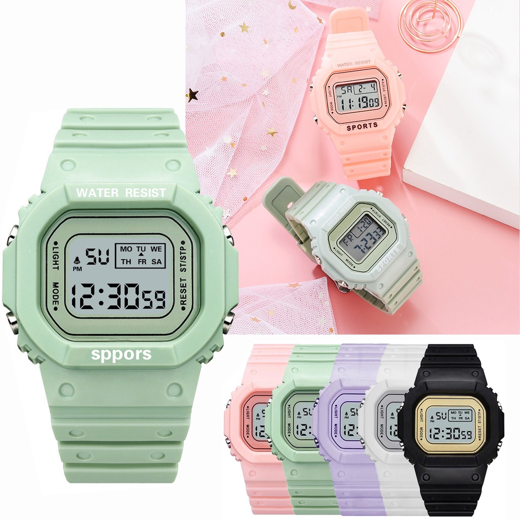 นาฬิกาข้อมืออิเล็กทรอนิกส์ มีไฟ LED ใส่เล่นกีฬา สำหรับผู้ชายและผู้หญิง W012