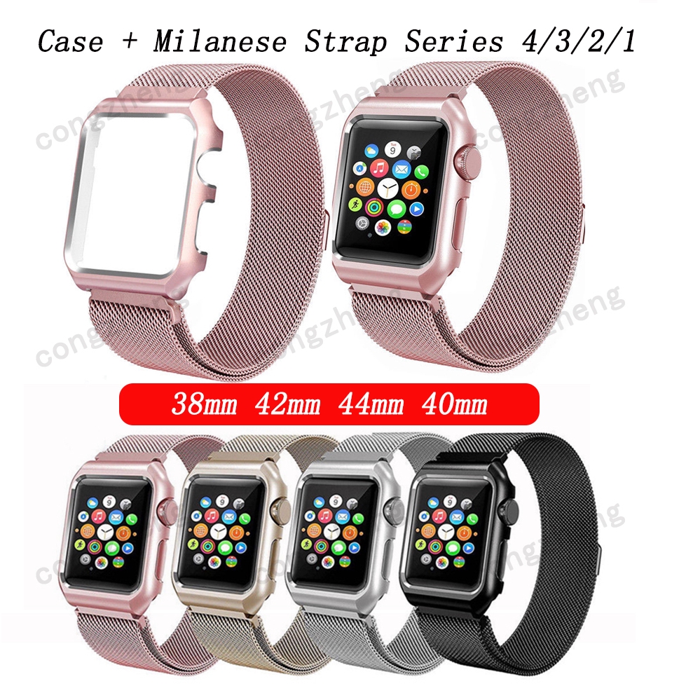 Apple Watch Case + Milanese สายคล้องแอปเปิ้ลนาฬิกา IWatch ซีรี่ส์ Series Se 6 5 4/3/2/1 38mm 40mm 42mm 44mm
