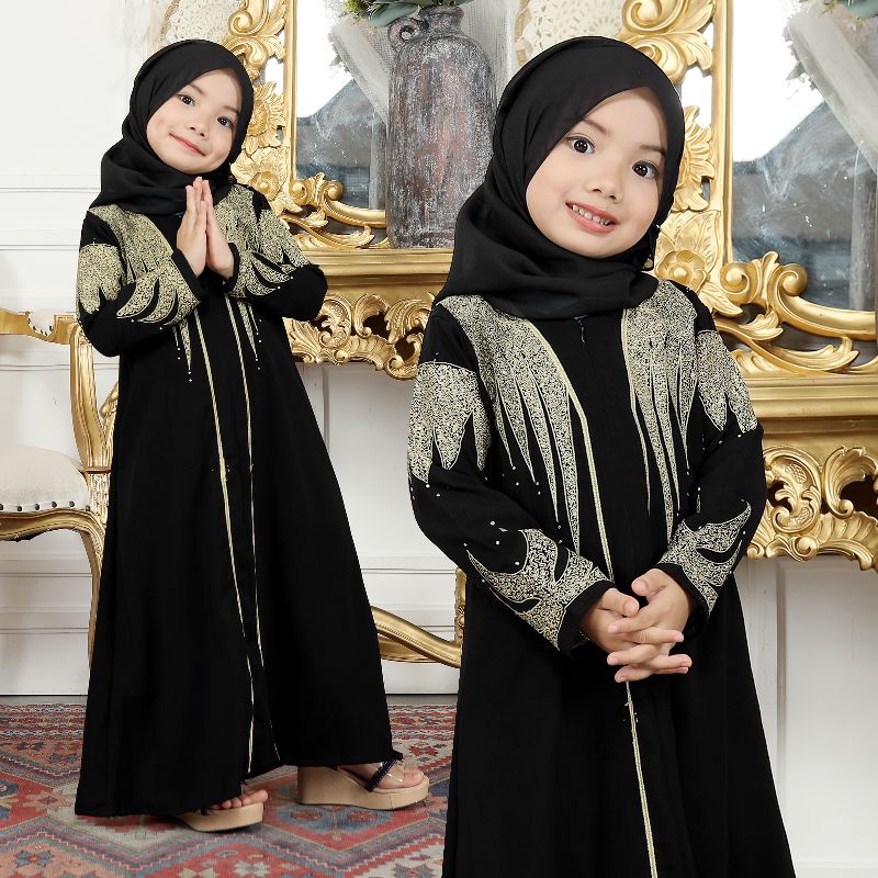 HITAM Gallery Exclusive Black Abaya Gamis ปักเด็กตุรกี (เลื่อนให้ขวาเพื่อดูโมติฟเด็กอื่น)