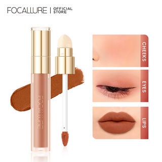 Focallure #Ambergold Airy-fit Misty Velvet Matte Lipclay Lipmud ลิปสติก เนื้อแมตต์ เบาสบาย ระบายอากาศ ชุ่มชื้น เม็ดสีสูง T in 1 ฟองน้ํา อเนกประสงค์ แปรงทาปาก ลิปสติก