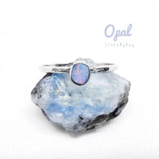 แหวนเงินแท้พลอยโอปอล Natural Opal Silver Ring