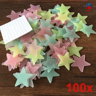 สติ๊กเกอร์เรืองแสงรูปดาวเรืองแสงสําหรับติดตกแต่งผนังห้องเด็ก 100 ชิ้น