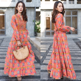 Maxi คอวีลายปักสวยมากก VshopBrand