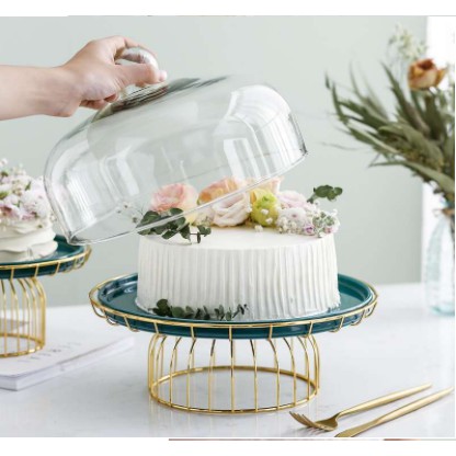 ที่วางเค้กเซรามิคฝาแก้ว ชั้นวางเค้กจัดงานปาร์ตี้ ชั้นวางเค้กสไตส์หรู ที่วางเค้กสไตส์อังกฤษ Luxury Ca
