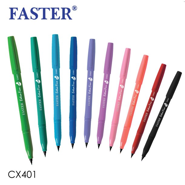 ปากกา ปากกาสีเอ็กซ์ตร้า ไฟน์ cx401 แบนด์ Faster สินค้านำเข้าจากเกาหลี ปากกาหัวเข็มหัว 0.28 มม. เซท 10 สี