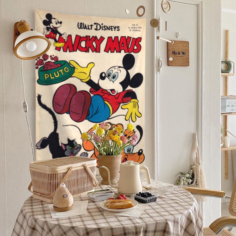 Wallpapers & Wall Stickers 139 บาท ย้อนยุค การ์ตูน มิกกี้ ถ่ายภาพ เครื่องประดับ ผ้าแขวน น่ารัก ห้องเด็ก ห้องนอน ครอบคลุมผนัง Home & Living