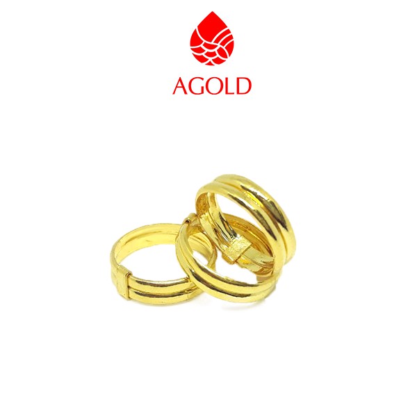 AGOLD แหวนทองคู่ ลายเกลี้ยง น้ำหนักครึ่งสลึง (1.89 กรัม) ทองคำแท้ 96.5