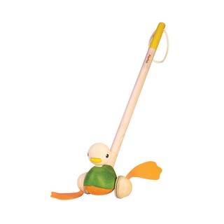 PlanToys 5626 Push Along Duck ของเล่นไม้เป็ดน้อยเตาะแตะ ของเล่นช่วยเดิน ของเล่นสำหรับเด็กอายุ 12 เดือนขึ้นไป