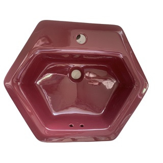 S-4342 อ่างล้างหน้า Hexagon แบบฝังบนเคาน์เตอร์ เซรามิค ทรงหกเหลี่ยม สีแดง - STAR SANITARYWARE