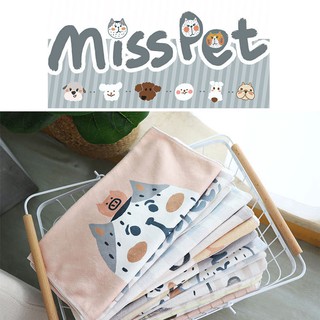 [ร้านไทยพร้อมส่ง] Miss Pet ผ้าเช็ดตัวน้องหมา-แมว ผ้าไมโครไฟเบอร์นุุ่มๆ ซับน้ำได้มาก เช็ดแห้งไว พกพาสะดวก