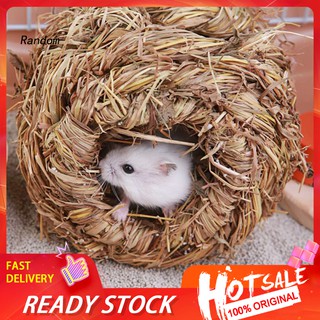 ✾HHCW✾Pet Woven Grass Straw Small Rabbit Hamster Cage Nest House Chew Toy Hedgehog Bed