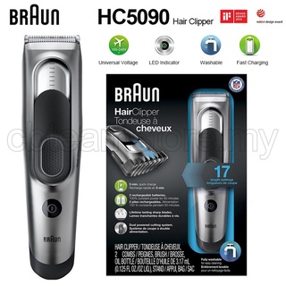 Braun HC5090 Hair Clipper Fully Washable 1 Hour Fast Charing 220V Universal Voltage 17 Length Settings