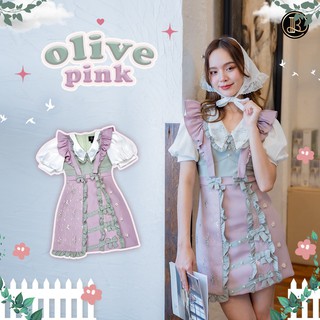 BLT BRAND การันตีเสื้อผ้าแบรนด์แท้ มินิเดรสสีม่วงระบาย Size S OLIVE PINK