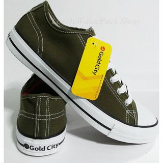 รองเท้าผ้าใบGold City-1207สีเขียวขี้ม้าSize 35-47พื้นนุ่มใส่ทน