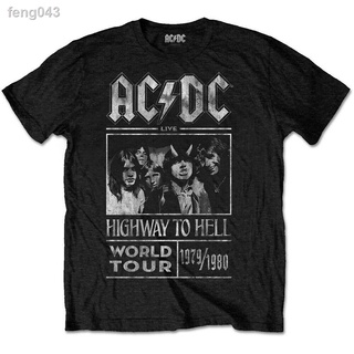 ๑✓Acdc Highway To Hell World Tour 19791980 วงดนตรีอย่างเป็นทางการ Mensshirtneck Short Sleeve Top Casual Loose Fashion Pr