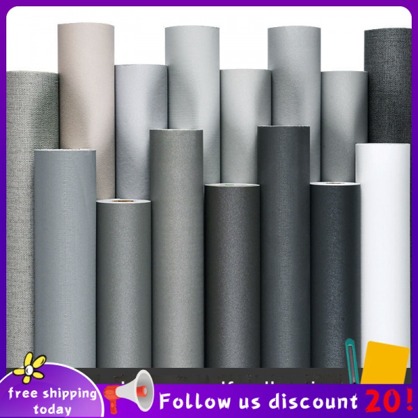 สติกเกอร์วอลเปเปอร์ติดผนัง แบบหนา มีกาวในตัว กันน้ํา สีดํา สีขาว และสีเทา สําหรับบ้านเช่า