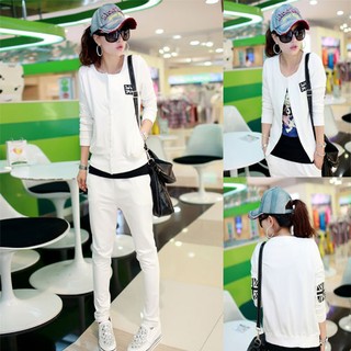 ชุดแฟชั่น Sport set เกาหลี เสื้อแขนยาว สไตล์ Cardigan